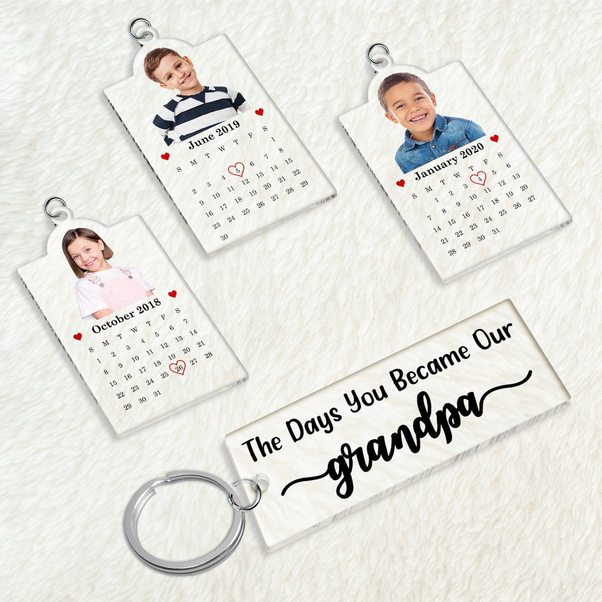 Custom Photo Calendar The Day You Became Our Dad Mom - Personalized Acrylic Tag Keychain