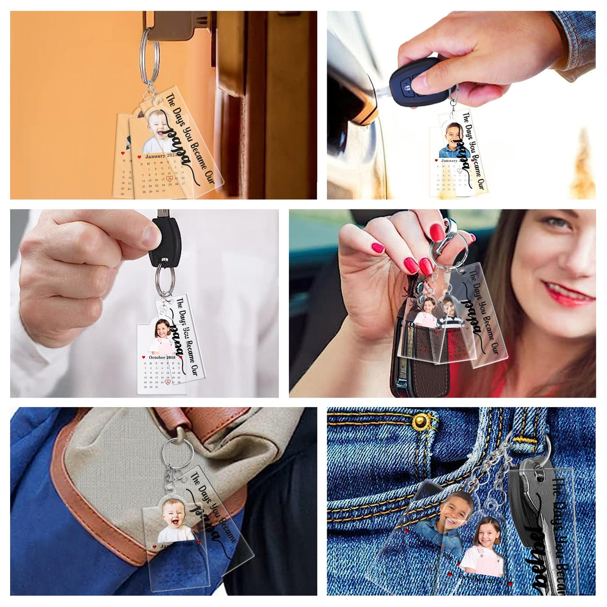 Custom Photo Calendar The Day You Became Our Dad Mom - Personalized Acrylic Tag Keychain