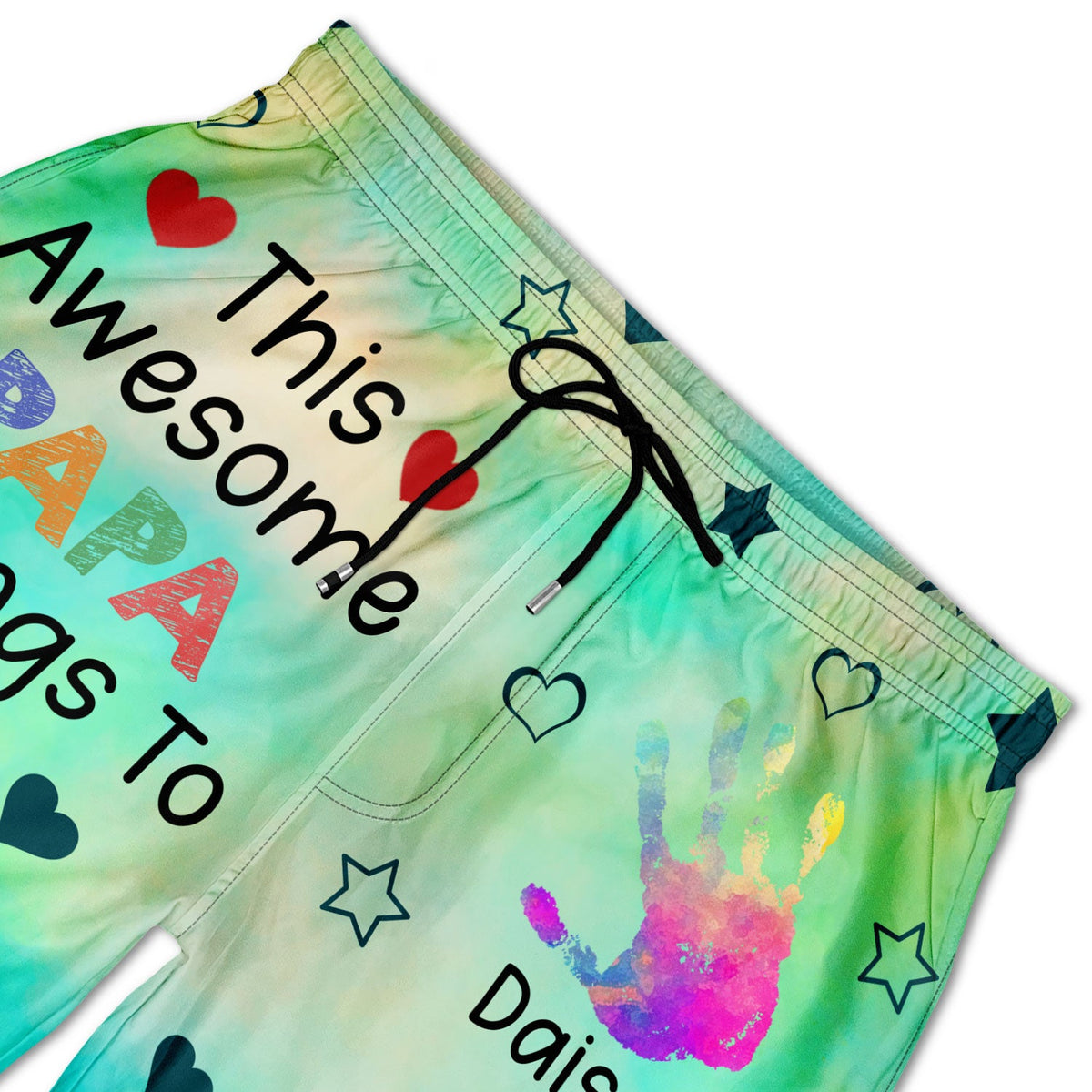 This Awesome Daddy Papa Belongs To - Personalized Unisex Beach Shorts