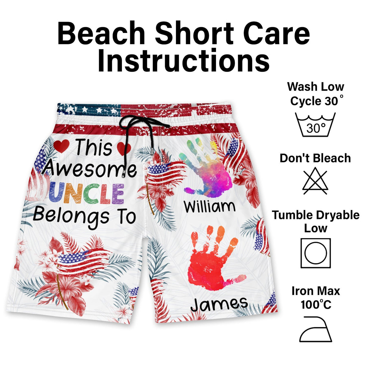 This Awesome Daddy Papa Belongs To - Personalized Unisex Beach Shorts