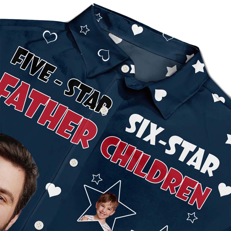 Custom Photo Five-Star Dad Six-Star Children - Personalized Hawaiian Shirt