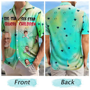 Custom Photo Five-Star Dad Six-Star Children - Personalized Hawaiian Shirt