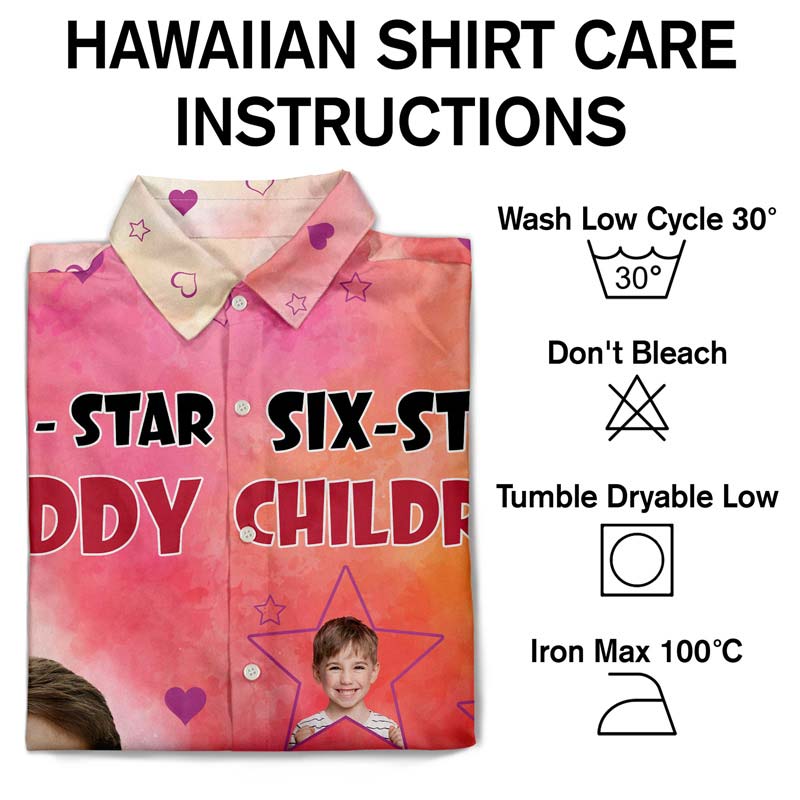 Custom Photo Five-Star Dad Six-Star Children - Personalized Hawaiian Shirt