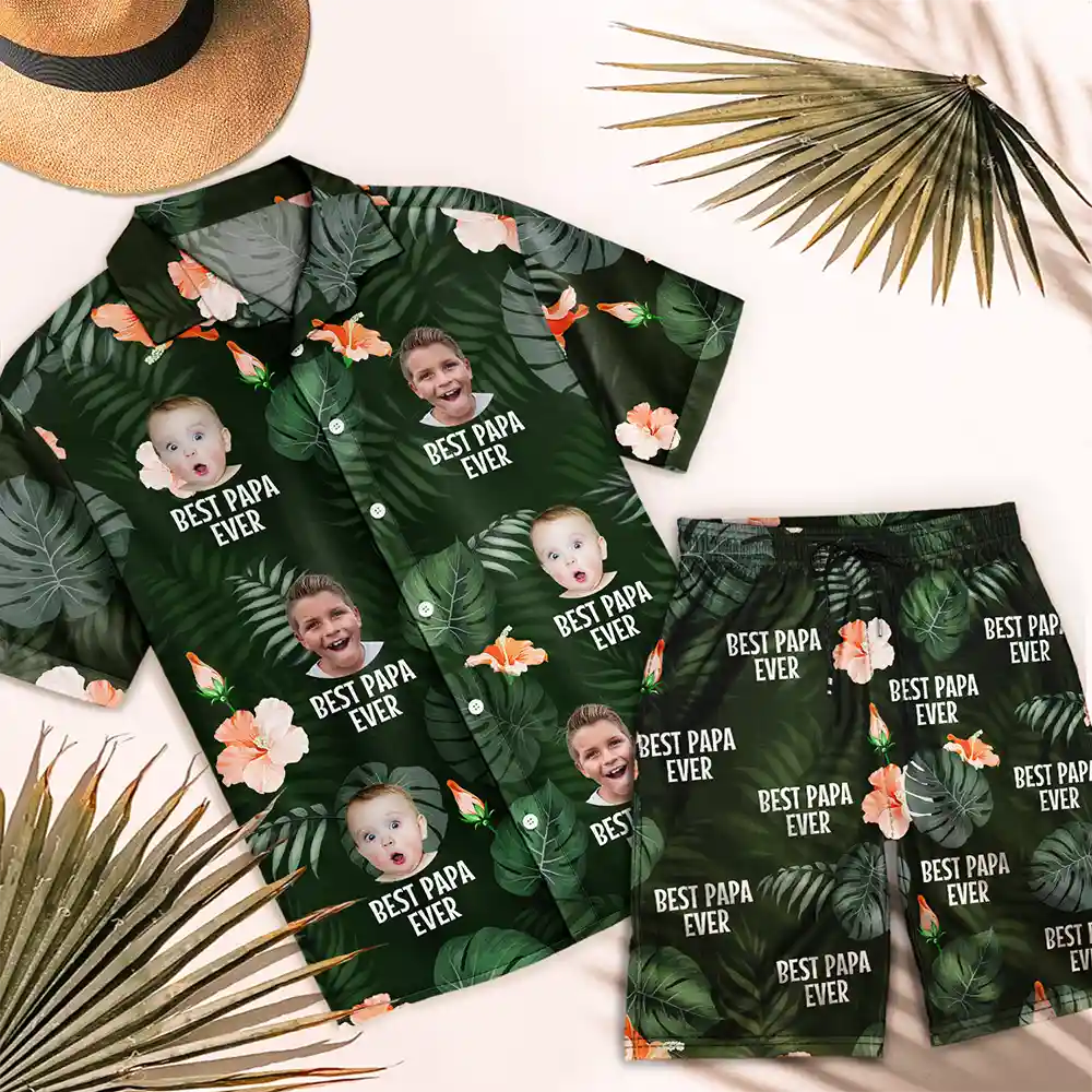 Custom Photo Funny I Love My Dad My Husband - Personalized Hawaii Set Shirt And Shorts