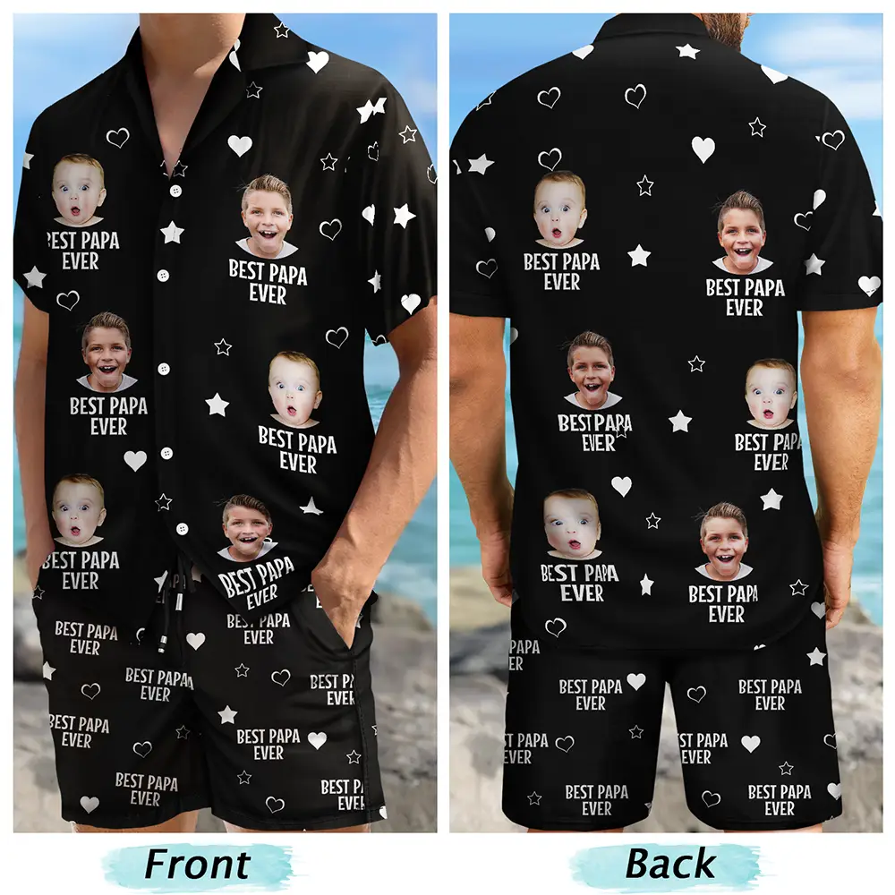 Custom Photo Funny I Love My Dad My Husband - Personalized Hawaii Set Shirt And Shorts