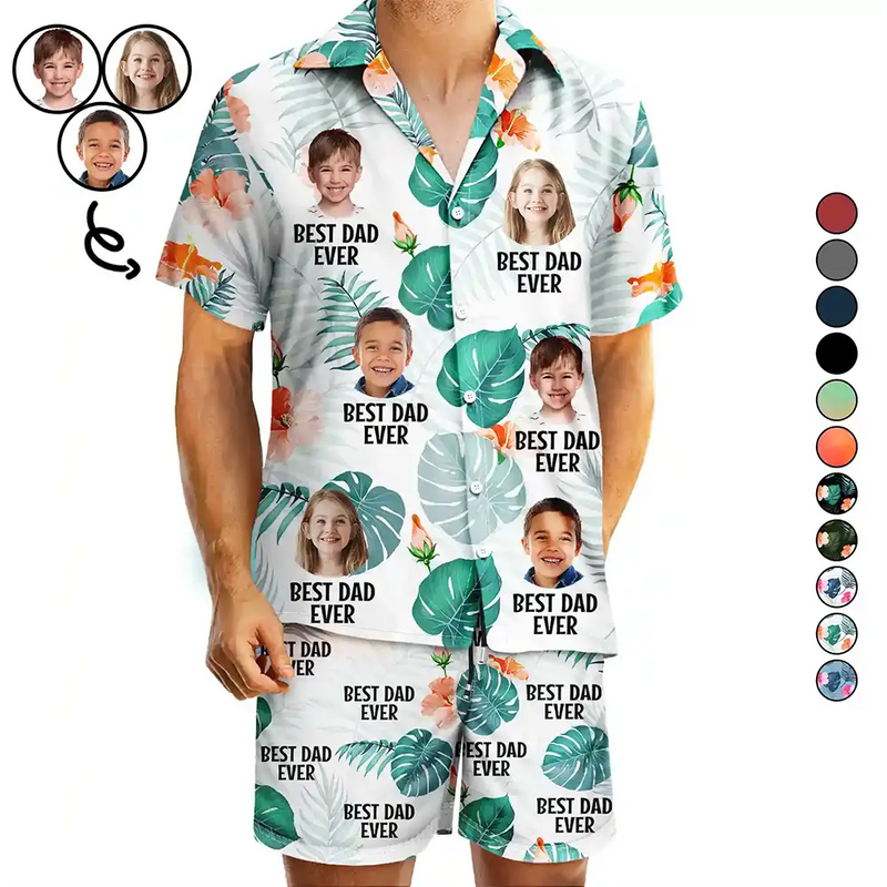 Custom Photo Funny I Love My Dad My Husband - Personalized Hawaii Set Shirt And Shorts