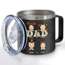 Vintage Map Papa Daddy Grandpa - Personalized 14oz Stainless Steel Tumbler With Handle