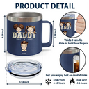 Vintage Map Papa Daddy Grandpa - Personalized 14oz Stainless Steel Tumbler With Handle