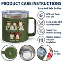 Vintage Map Papa Daddy Grandpa - Personalized 14oz Stainless Steel Tumbler With Handle