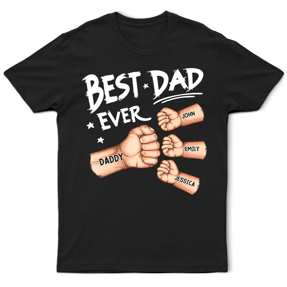 Gift For Father,Gift For Grandpa,Dad - Children,Happy - Best Dad Grandad Ever Fist Bump - Personalised T Shirt