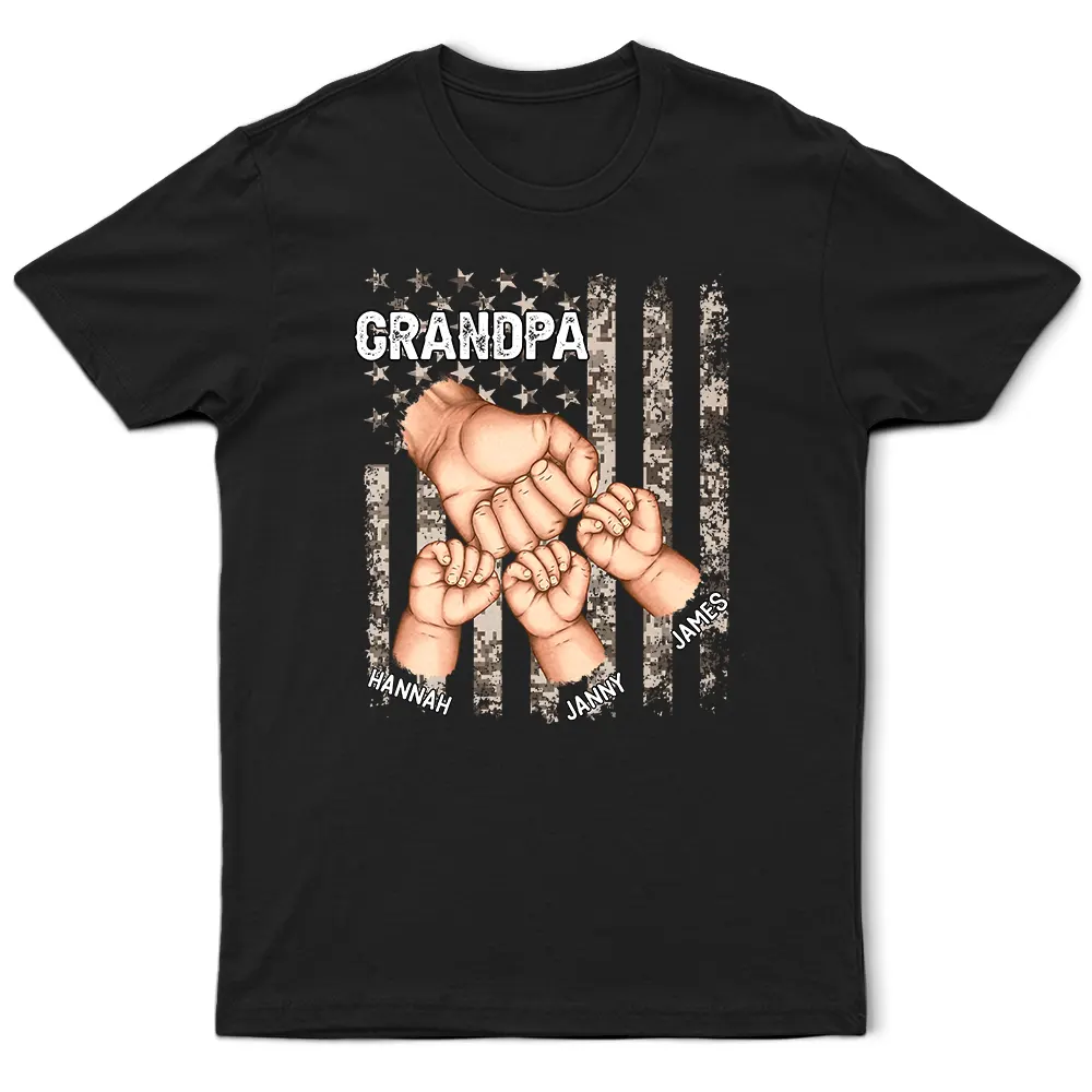 Stars And Stripes Grandpa Is Like Dad Without Rules Fist Bump - Personalized T Shirt