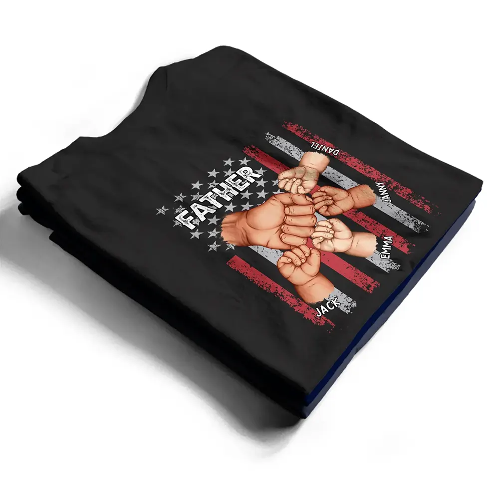 Stars And Stripes Grandpa Is Like Dad Without Rules Fist Bump With Kids - Personalized T Shirt