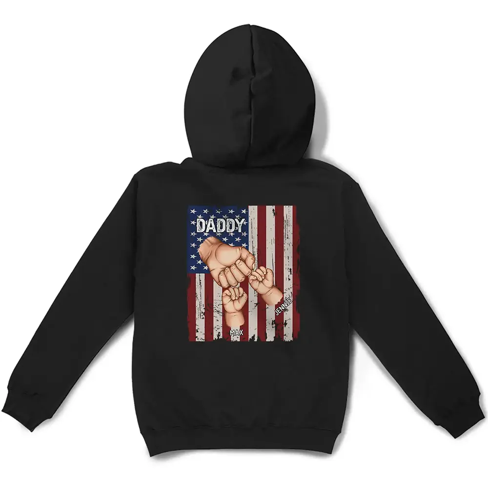 Stars And Stripes Grandpa Is Like Dad Without Rules Fist Bump With Kids - Personalized T Shirt