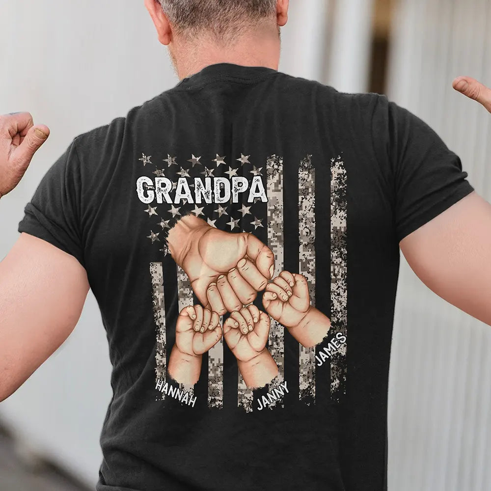 Stars And Stripes Grandpa Is Like Dad Without Rules Fist Bump With Kids - Personalized T Shirt