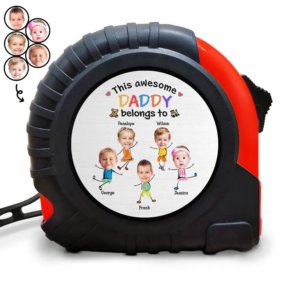 Custom Photo This Awesome Daddy Grandpa Belongs To - Personalized Tape Measure