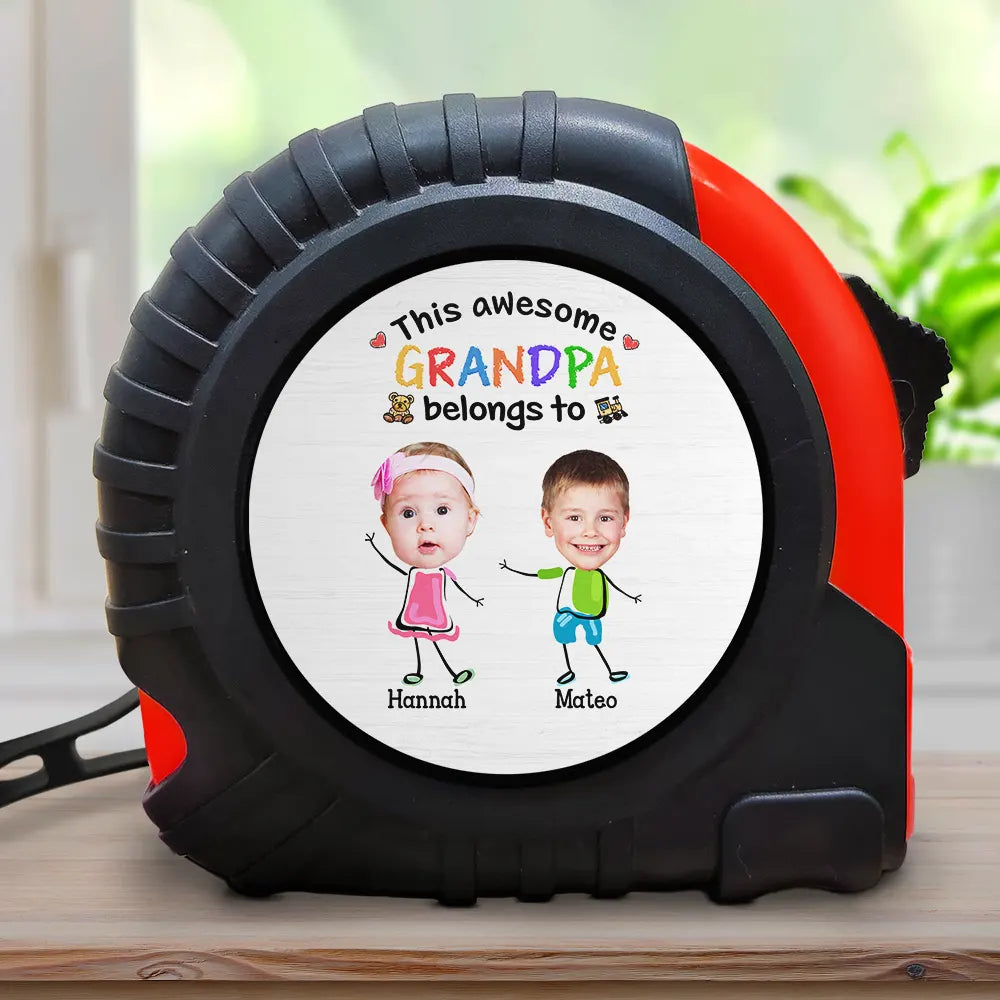 Custom Photo This Awesome Daddy Grandpa Belongs To - Personalized Tape Measure