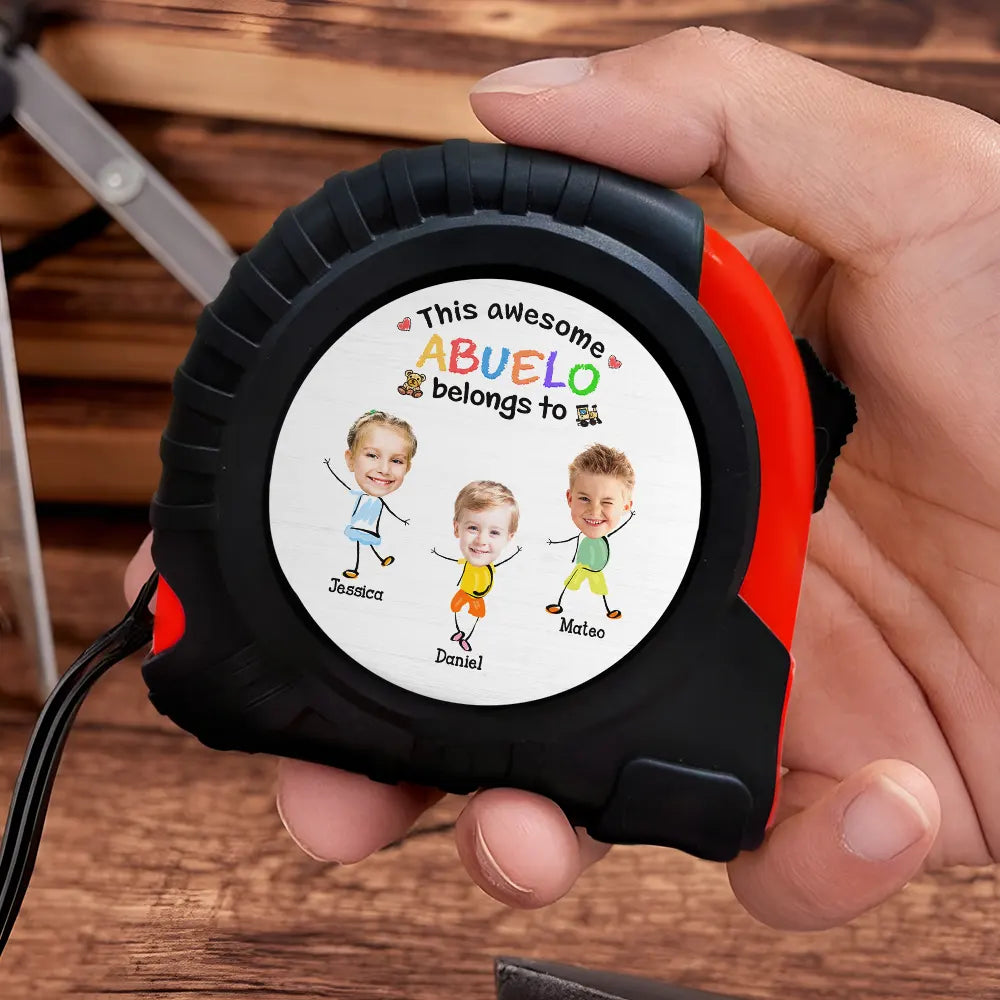 Custom Photo This Awesome Daddy Grandpa Belongs To - Personalized Tape Measure