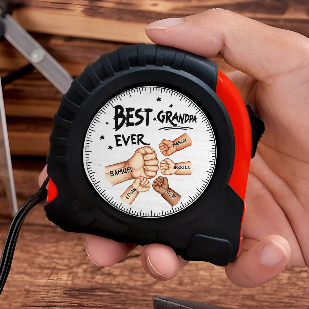 Best Dad Grandpa Ever Fist Bump - Personalized Tape Measure