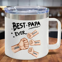 Best Dad Grandpa Ever Fist Bump - Personalized 14oz Stainless Steel Tumbler With Handle