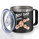 Best Dad Grandpa Ever Fist Bump - Personalized 14oz Stainless Steel Tumbler With Handle