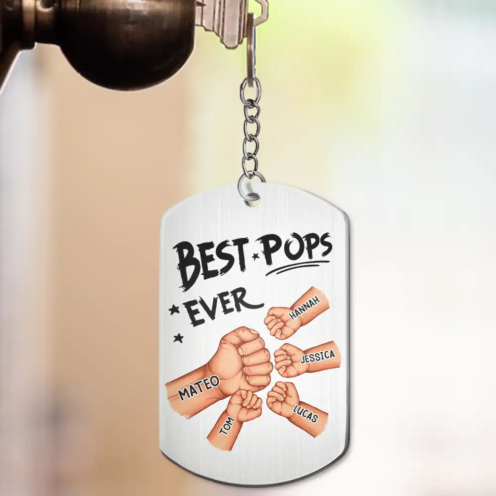 Best Dad Grandpa Ever Fist Bump - Personalized Aluminum Keychain