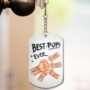 Best Dad Grandpa Ever Fist Bump - Personalized Aluminum Keychain