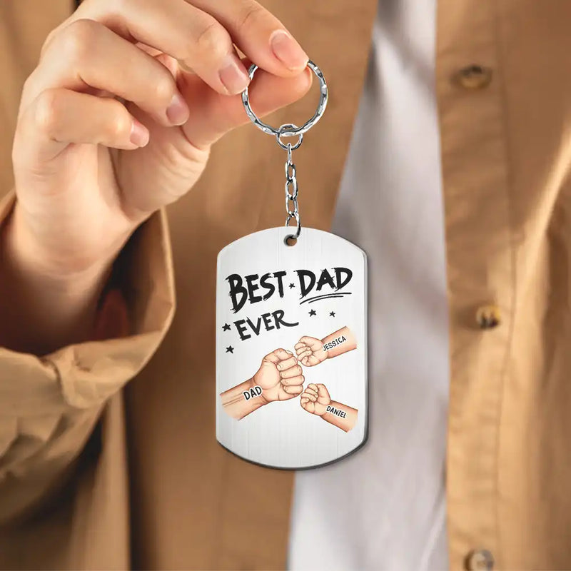 Best Dad Grandpa Ever Fist Bump - Personalized Aluminum Keychain
