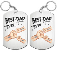 Best Dad Grandpa Ever Fist Bump - Personalized Aluminum Keychain