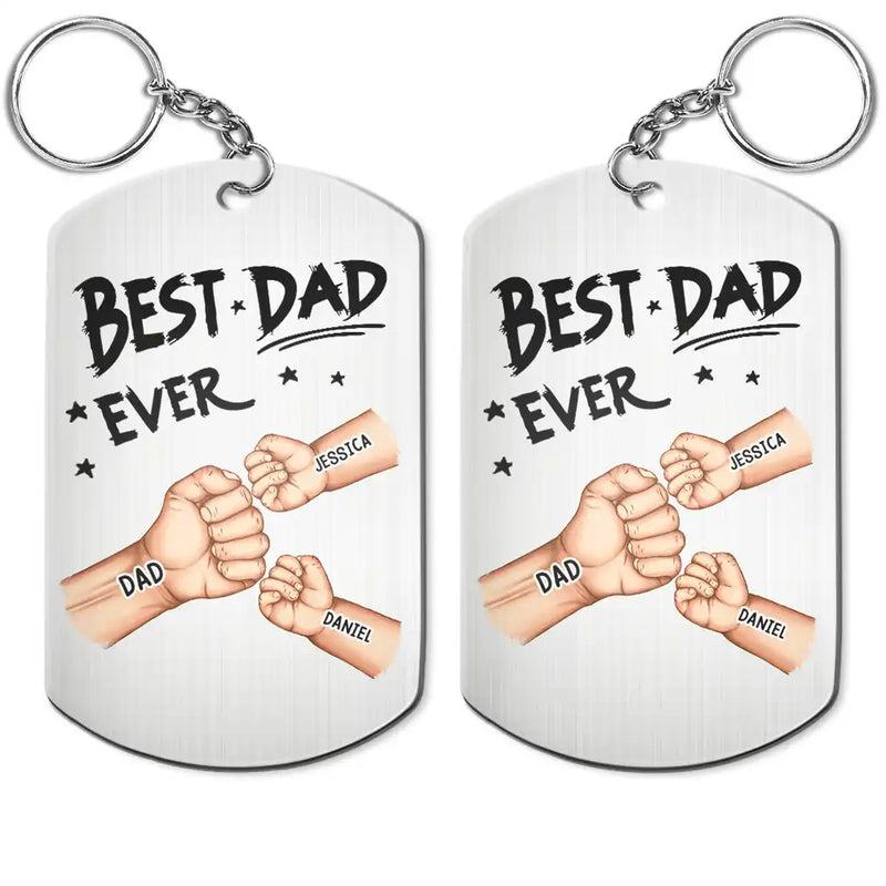 Best Dad Grandpa Ever Fist Bump - Personalized Aluminum Keychain