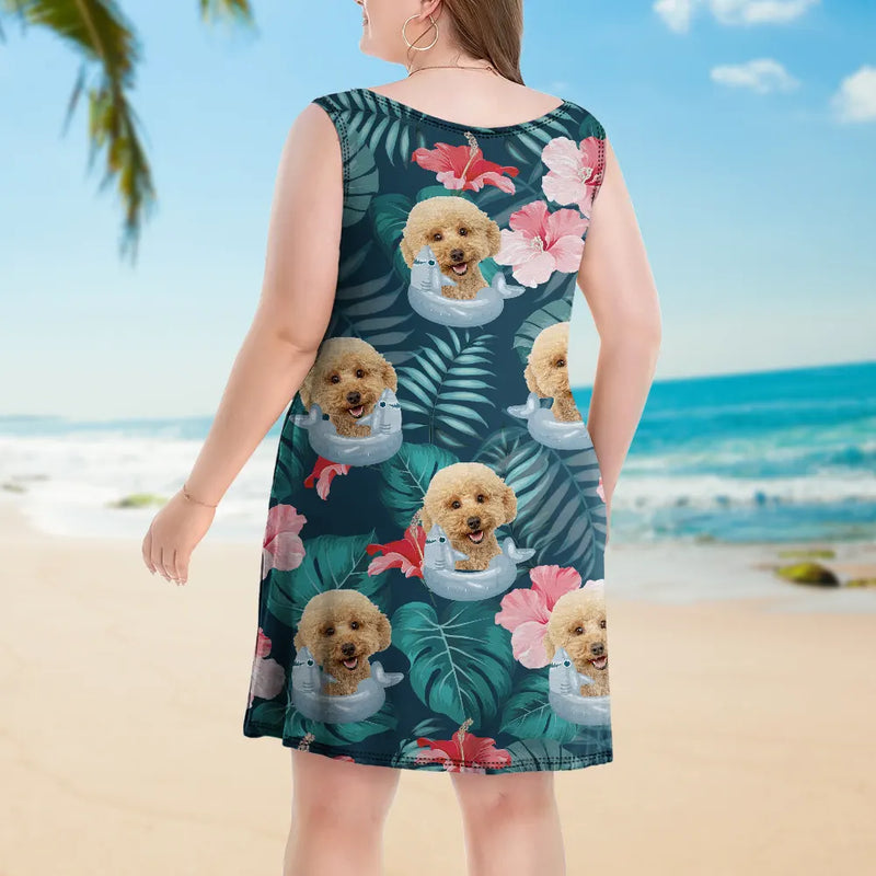 Custom Photo Funny Human Pet Face - Personalized Sleeveless Tank Dress