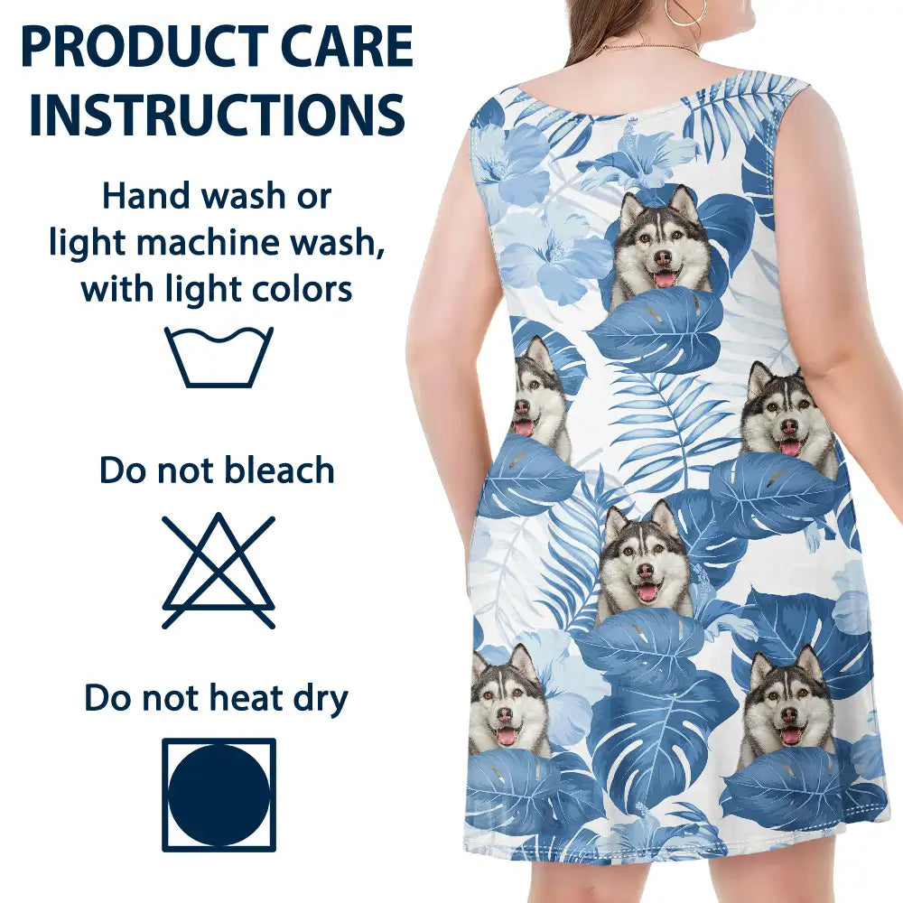 Custom Photo Funny Human Pet Face - Personalized Sleeveless Tank Dress
