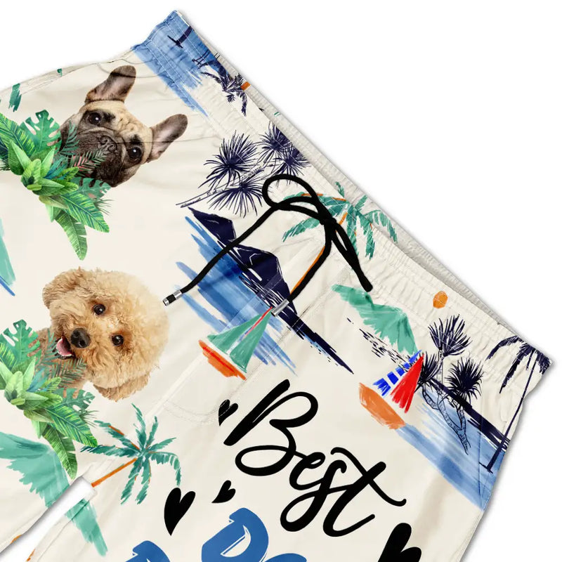 Custom Photo Best Dog Dad Ever - Personalized Unisex Beach Shorts