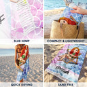 Traveling Beach Poolside Swimming Picnic Vacation Retro - Personalized Turkish Beach Towel