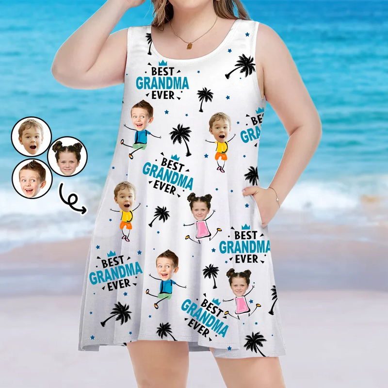 Wander Prints Custom Photo Best Mom Ever Tropical Summer Beach - Personalized Sleeveless Tank Dress XS Wander Prints Custom Photo Best Mom Ever Tropical Summer Beach - Personalized Sleeveless Tank Dress XS