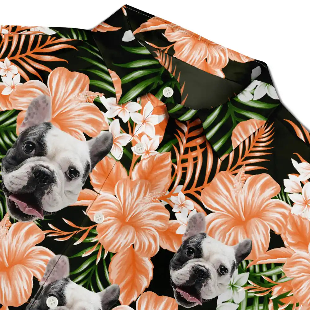Custom Photo Family Pet Face Tropical Background - Personalized Hawaiian Shirt