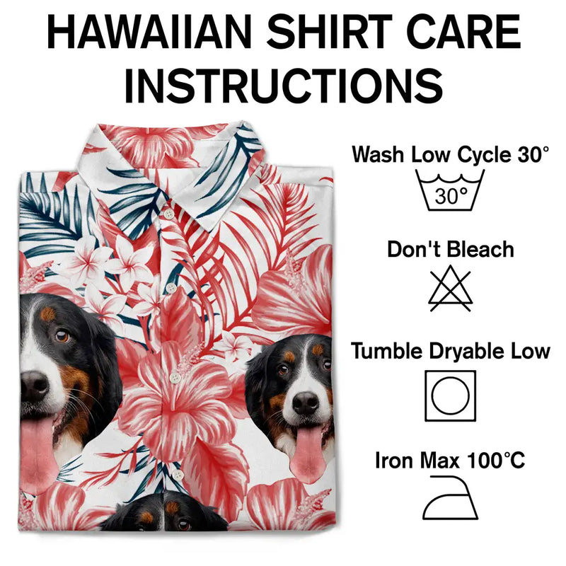 Custom Photo Family Pet Face Tropical Background - Personalized Hawaiian Shirt