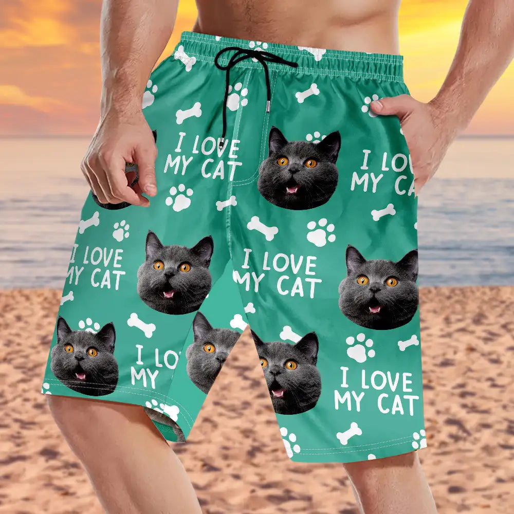 Custom Photo Funny Pet Faces - Personalized Unisex Beach Shorts