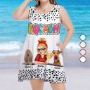Dog Mom Dog Mum Dalmatian Dots - Personalized Sleeveless Tank Dress