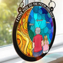 I Love You To The Moon And Back Grandma Grandkid - Personalized Window Hanging Suncatcher Ornament