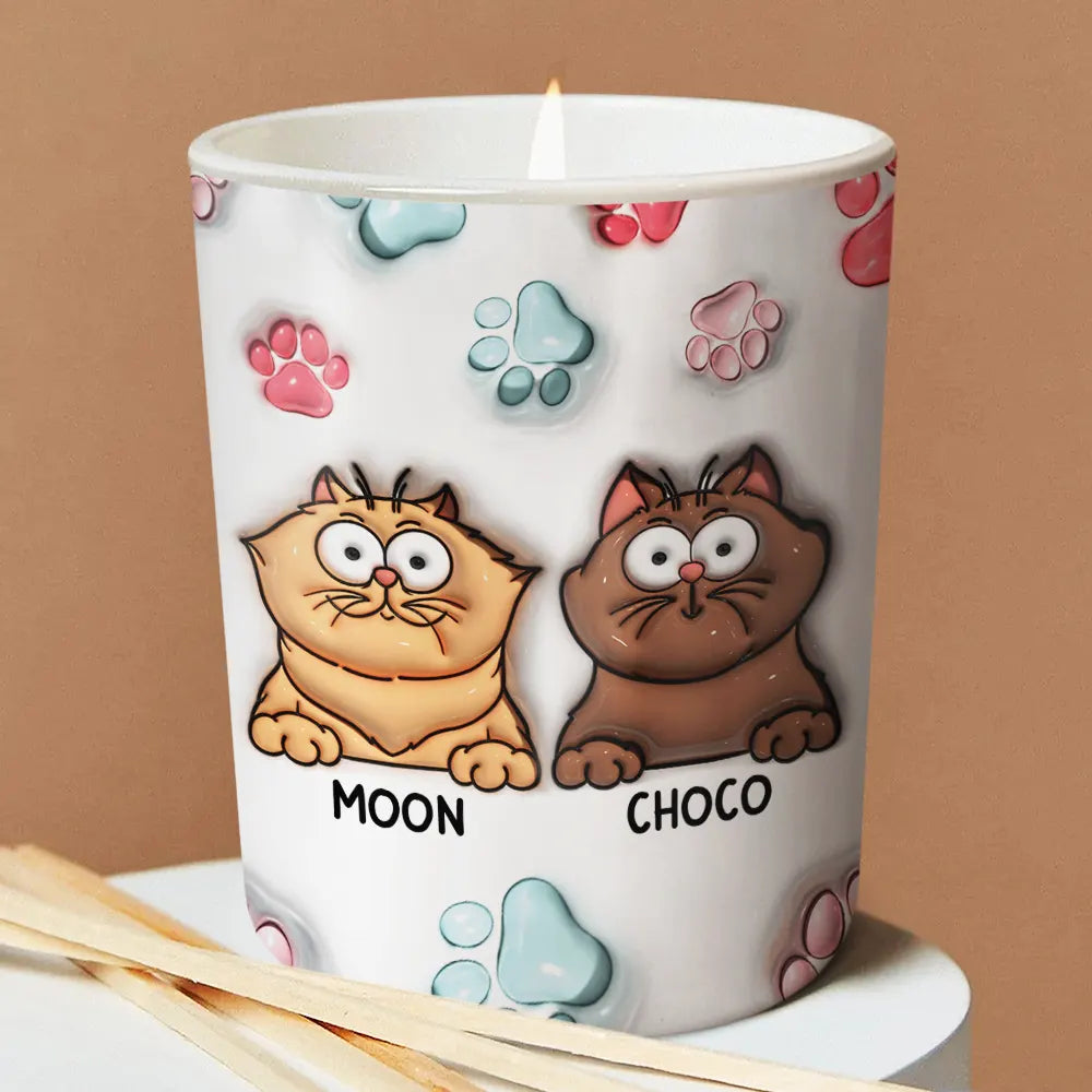 Light Me When The Cat Poop - 3D Inflated Effect Printed Candle, Personalized Scented Candle With Wooden Lid