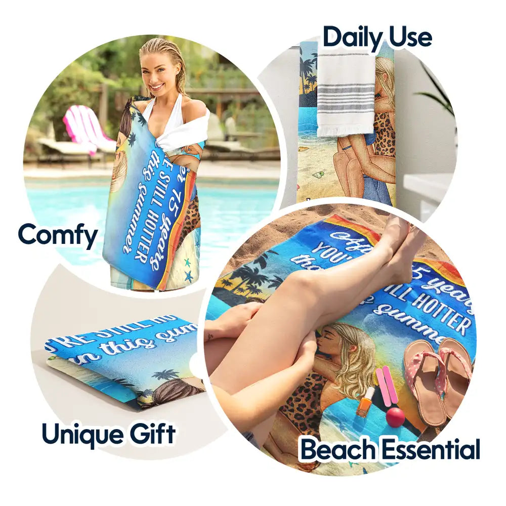 Couple s'embrassant après des années plus chaudes que cet été - Serviette de plage personnalisée