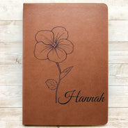 Birth Month Flowers Sketch Bloom Where You're Planted - Personalized Leather Journal
