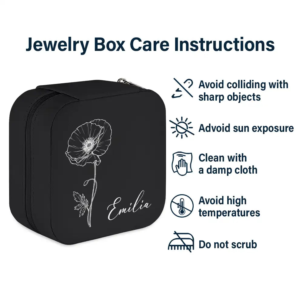 Birth Month Flowers Sketch Bloom Where You're Planted - Personalized Jewelry Box