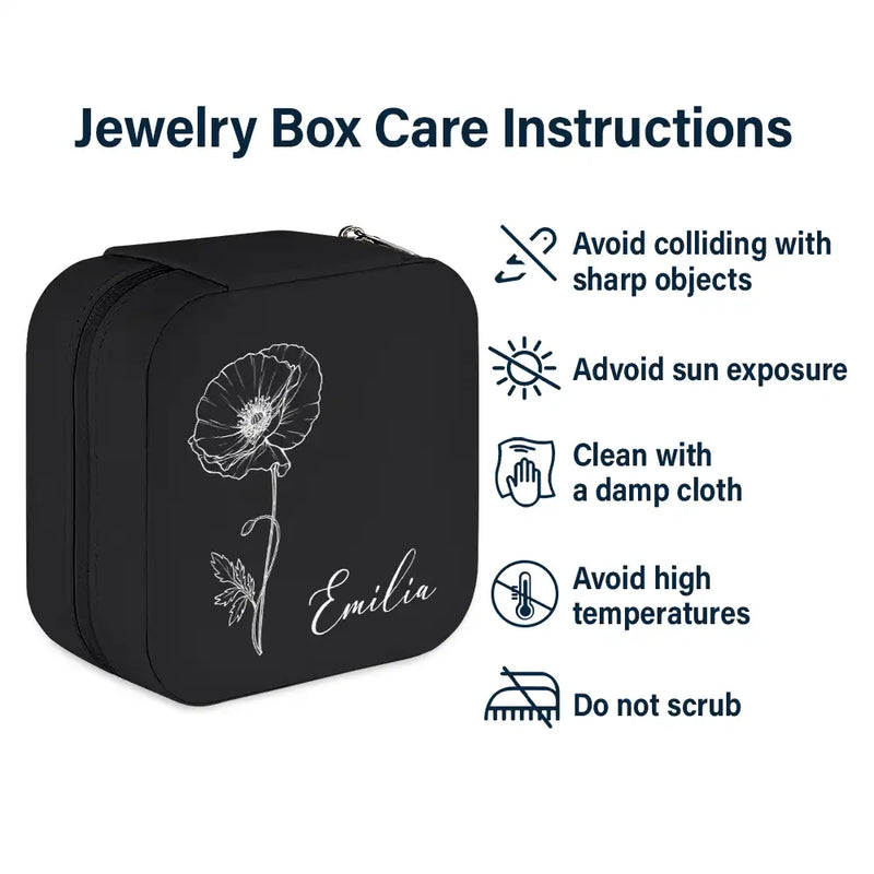 Birth Month Flowers Sketch Bloom Where You're Planted - Personalized Jewelry Box