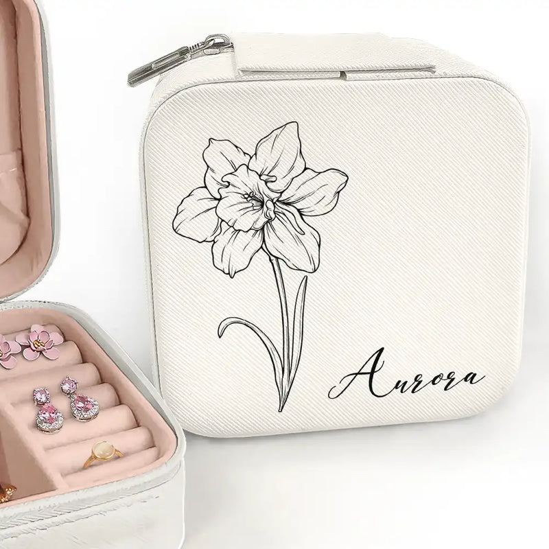 Birth Month Flowers Sketch Bloom Where You're Planted - Personalized Jewelry Box