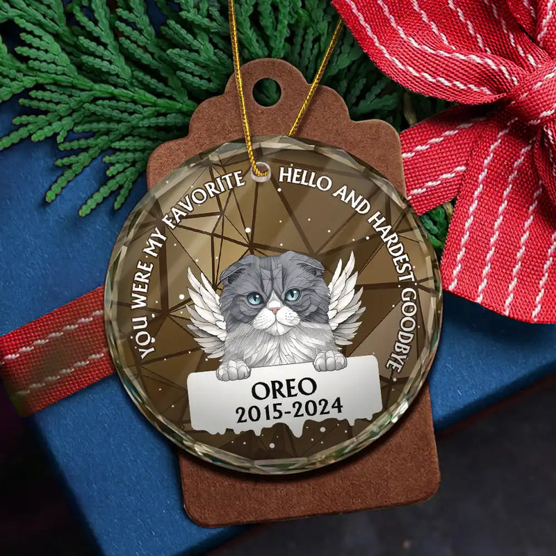 In Loving Memory Memorial Dog Cat Stained Glass - Personalized Circle Glass Ornament