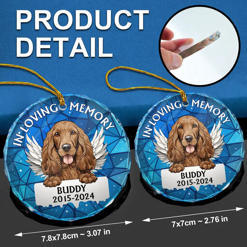 In Loving Memory Memorial Dog Cat Stained Glass - Personalized Circle Glass Ornament