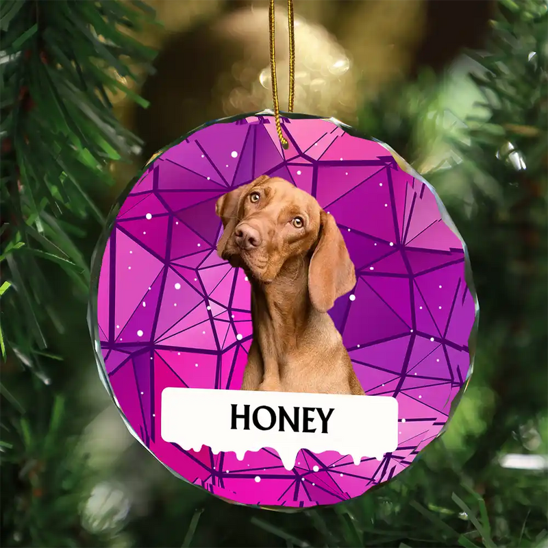 Custom Photo Best Friend For Life Christmas Memorial Dog Cat - Personalized Circle Glass Ornament
