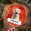 Custom Photo Best Friend For Life Christmas Memorial Dog Cat - Personalized Circle Glass Ornament