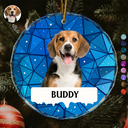 Custom Photo Best Friend For Life Christmas Memorial Dog Cat - Personalized Circle Glass Ornament
